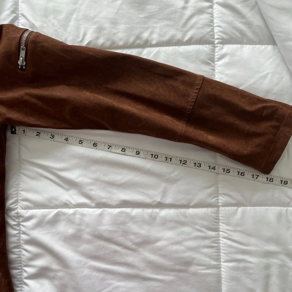 Miami Brown Suede Zippered Jacket Coat Size Medium - Picture 7 of 8
